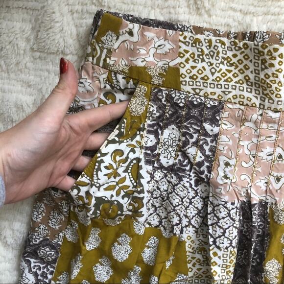 Anthro Maeve Patchwork Pleated High Rise Shorts - Picture 6 of 8